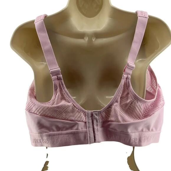 Glamorise No-Sweat Mesh Sports Bra Wirefree Pink Womens Size 42DD - Picture 6 of 7